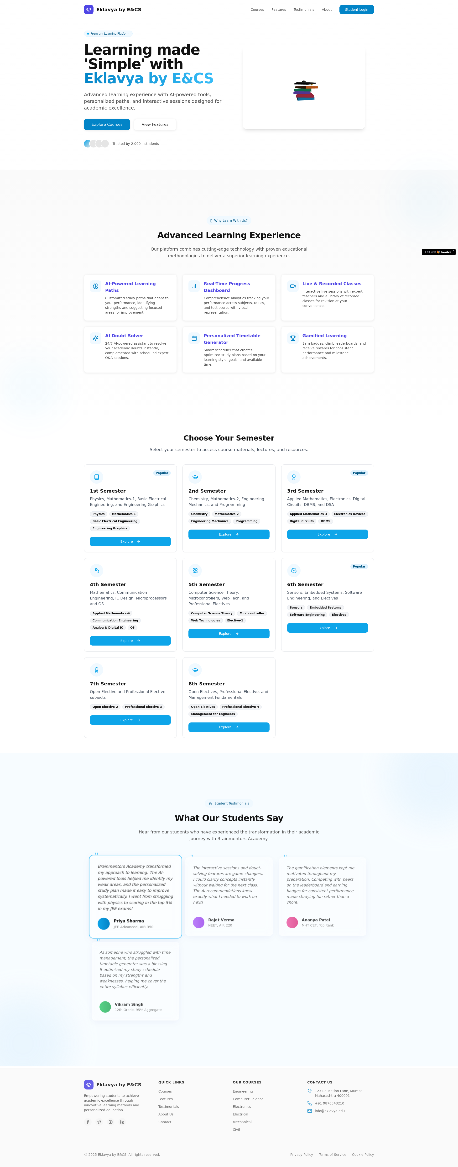 Professional Course Selection & Enrollment Platform