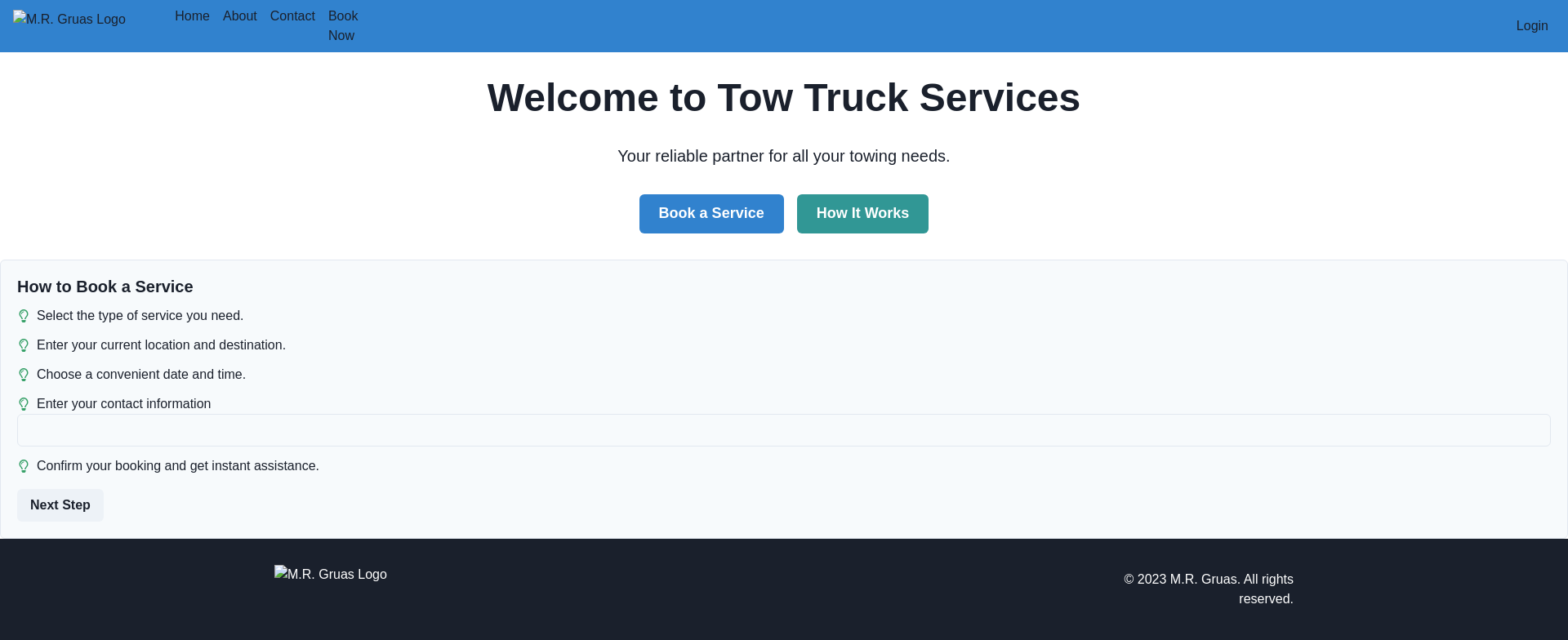 Professional Tow Service Request Platform