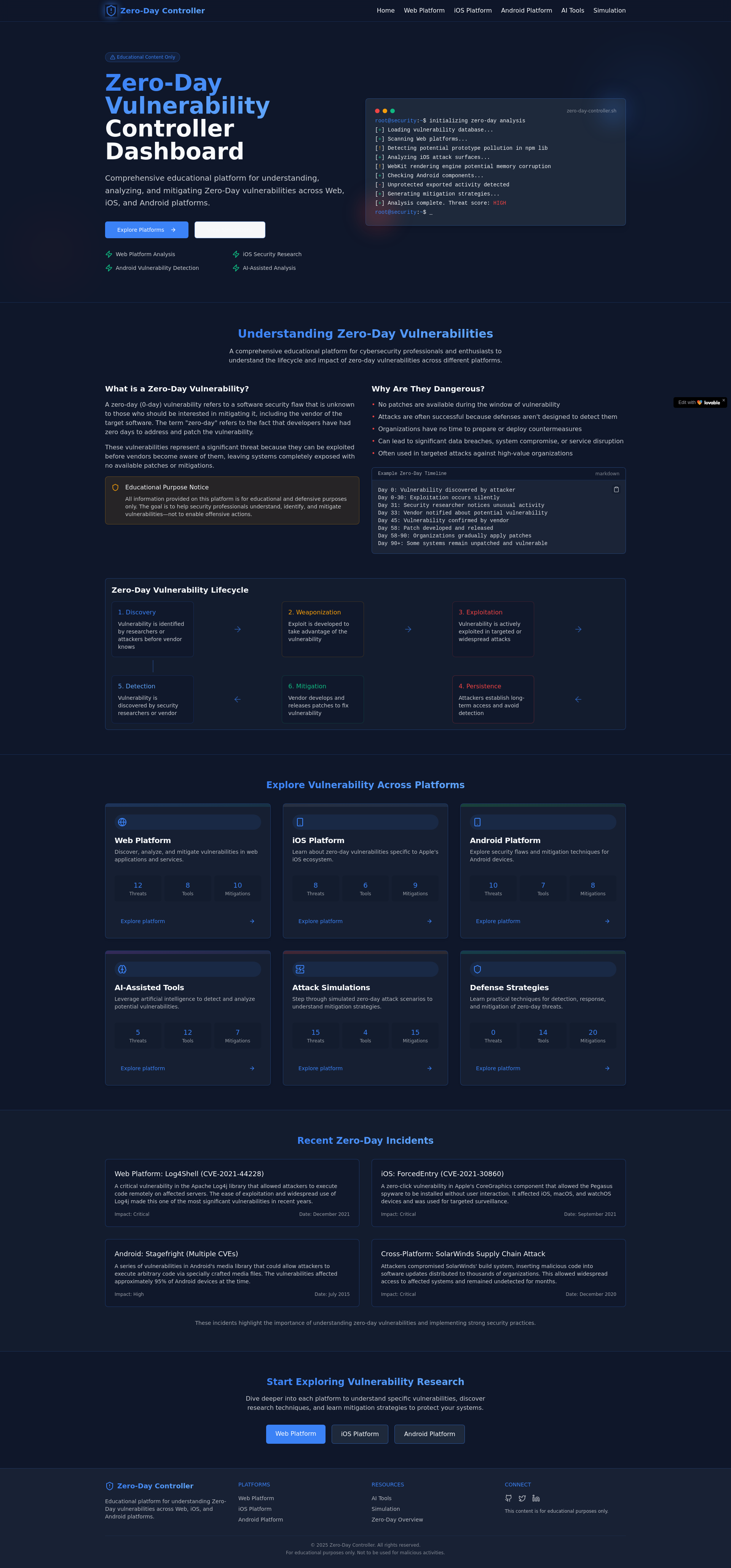Professional Zero-day Vulnerability Analysis & Mitigation Platform