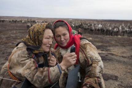 Two reindeer herders in the Yamal penisular, Russia