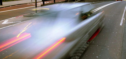 A car speeding along a road