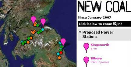 online map showing every mine and power station that make up the UK coal industry