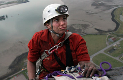 Emily Hall prepares to send a message to the government