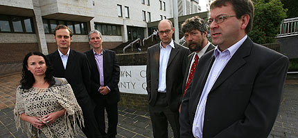 The Kingsnorth Six outside Maidstone Crown Court