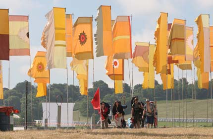 Flags flying at Glastonbury 