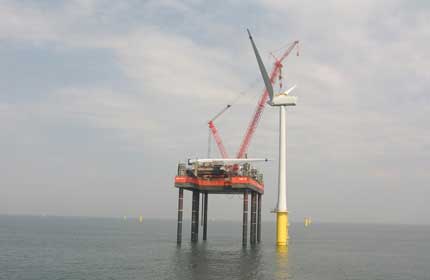 First wind turbine at North Hoyle