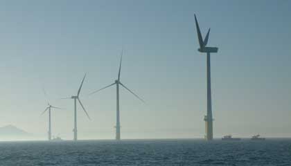 Construction of an offshore windfarm in the North Sea