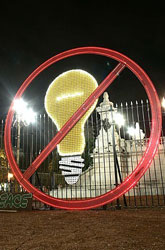 A bulb display outside the Agentinean Congress