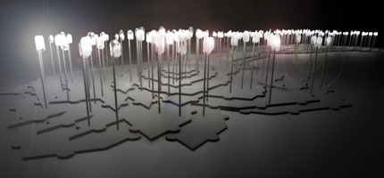 The design for Jason Bruges's installation using energy efficient light bulbs