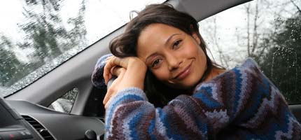 Thandie Newton in her Toyota Prius