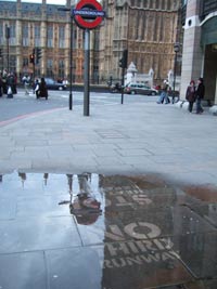 Stop Heathrow: clean grafitti outside Victoria station