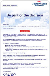 An email to members of British Airways' Executive Club