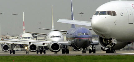 Queing up for take-off at Heathrow, Europ's busiest airport