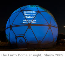 Earth Dome at night, Glastonbury 2009