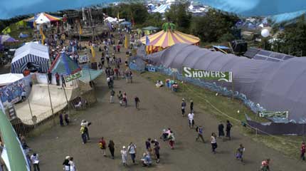 Glastonbury: view from the top of our climbing rig