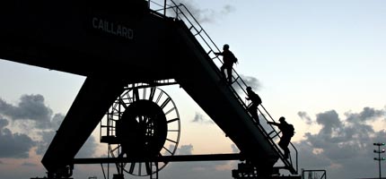 Greenpeace volunteers climb a crane at La Rochelle port in France