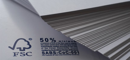 Paper bearing the Forest Stewardship Council (FSC) logo