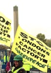 Greenpeace protesters outside the Edmonton incinerator