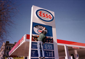 Stop Esso Day 18th May man posting sign