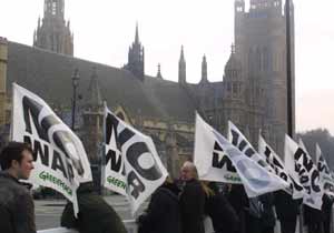 'No War' protesters in Parliament Square