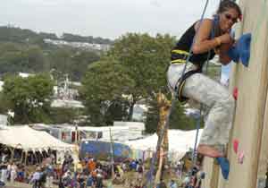 Climbing above Glastonbury 2002