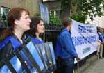 Greenpeace volunteers outside the Spanish Embassy, London