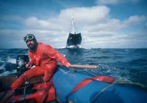 In front of an Icelandic whaling ship, during our first expedition in 1978