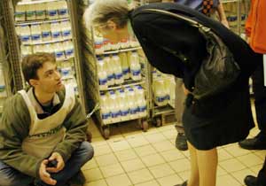 Richard locks on to the dairy aisle in Romford Sainsbury's