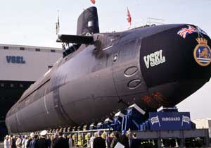 Launch of HMS Vanguard, Britain's first Trident nuclear submarine