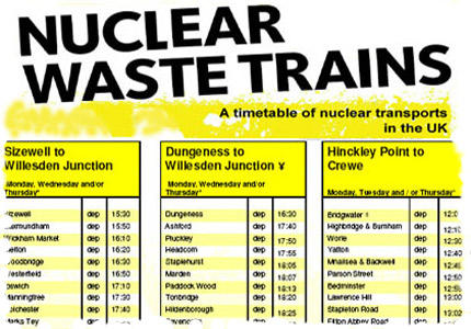 Timetable of nuclear waste transports in the UK