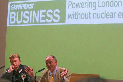 Ken Livingstone delivers a Greenpeace Business lecture on powering London without nuclear energy