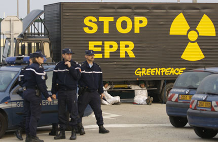 Campaigners block entrance to reactor construction site in France