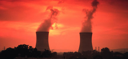 Three Mile Island nuclear power plant at sunrise, USA