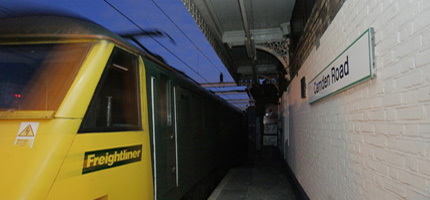 A nuclear waste train at Camden Road in London