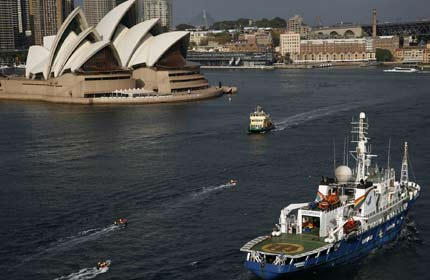 MY Esperanza arrives in Sydney, Australia