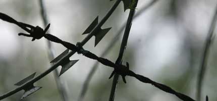 Razor wire fence surrounding AWE Aldermaston