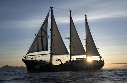 Rainbow Warrior documenting cold coral formations off the Norwegian coast, March 2009