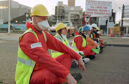 Volunteers blockading the Edmonton incinerator site