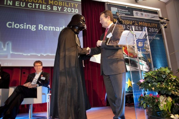 Darth Vader present Ivan Hodac of Acea with an award for threatening planet Eart