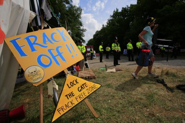 Frack off - sign at fracking protest in Balcombe