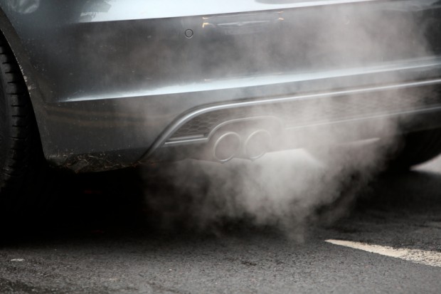 Close up of car exhaust pipe in Birmingham UK