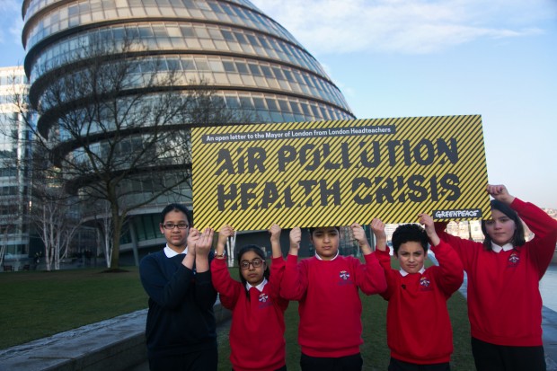 School children handing letter to Sadiq Khan