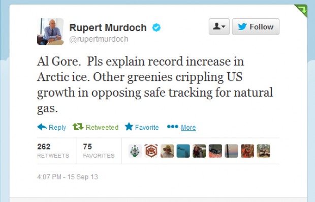 Rupert Murdoch Tweets on climate change