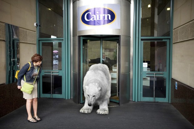 Paula blocking the entrance to Cairn's HQ