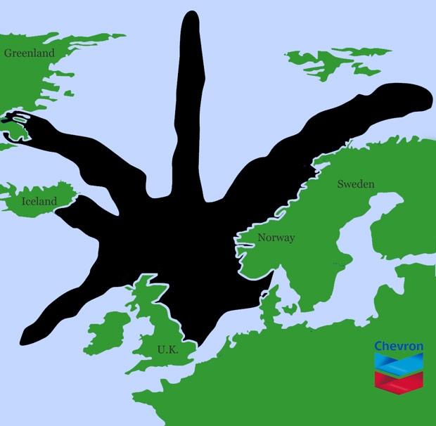 Chevron's projection of a possible oil spill at its Lagavulin drill site in the 