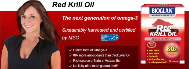 Red Krill Oil, advertised by Carol Vorderman