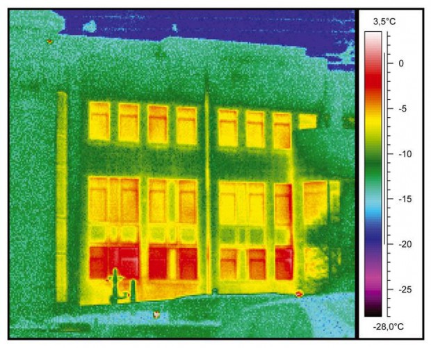 Thermographic image of heat loss