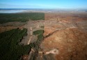 Chopped down Boreal forest near a tar sands mine in Alberta, Canada