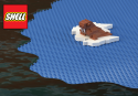 lego arctic scene with walrus and oil spill