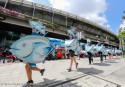 Greenpeace activists in tuna costumes run in Central Bangkok